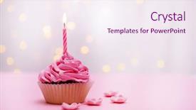  Presentation with cupcake - Cool new presentation theme with delicious birthday cupcake on table backdrop and a sky blue colored foreground