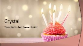  Presentation with cupcake - Slide deck consisting of delicious birthday cupcake on table background and a lemonade colored foreground