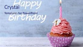  Presentation with cupcake - Amazing PPT layouts having delicious birthday cupcake on wooden backdrop and a sky blue colored foreground