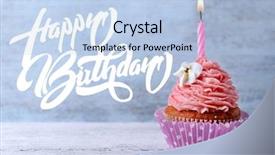  Presentation with pink birthday - Beautiful PPT theme featuring delicious birthday cupcake on wooden backdrop and a light blue colored foreground