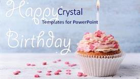  Presentation with cupcake - Amazing presentation design having delicious birthday cupcake on wooden backdrop and a sky blue colored foreground