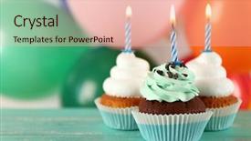  Presentation with pink birthday - Slide deck with delicious birthday cupcakes on table background and a lemonade colored foreground
