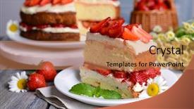  Presentation with biscuit dowonowld - PPT theme having delicious biscuit cake with strawberries background and a  colored foreground