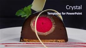  Presentation with mint pink - Colorful PPT theme enhanced with delicious-biscuit-chocolate-cake-closeup backdrop and a wine colored foreground