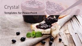  Presentation with currant - Colorful slides enhanced with delicious black currant jam on table close-up backdrop and a lemonade colored foreground