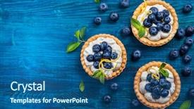 Presentation with vanilla - Cool new slides with delicious blueberry tartlets with vanilla backdrop and a ocean colored foreground