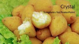  Presentation with cassava - Presentation theme enhanced with delicious brazilian snack cassava background and a gold colored foreground