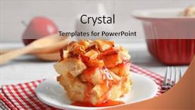  Presentation with pudding - Audience pleasing slide deck consisting of delicious bread pudding with jam on plate backdrop and a soft green colored foreground