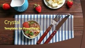  Presentation with pudding - Amazing theme having delicious-bread-pudding-with-strawberry backdrop and a tawny brown colored foreground