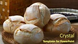  Presentation with bakery - PPT theme having delicious breads in the bakery background and a tawny brown colored foreground