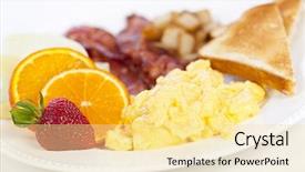  Presentation with fresh toast sandwiches egg - PPT theme consisting of delicious breakfast of scrambled eggs background and a blonde colored foreground