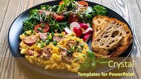  Presentation with sausages - Beautiful slide deck featuring delicious-breakfast-scrambled-eggs backdrop and a tawny brown colored foreground