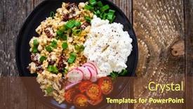  Presentation with breakfast - Cool new slide set with delicious-breakfast-scrambled-eggs backdrop and a tawny brown colored foreground