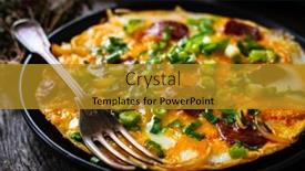  Presentation with breakfast - Colorful PPT theme enhanced with delicious-breakfast-scrambled-eggs backdrop and a gold colored foreground