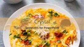  Presentation with chorizo - Slides consisting of delicious-breakfast-scrambled-eggs background and a yellow colored foreground