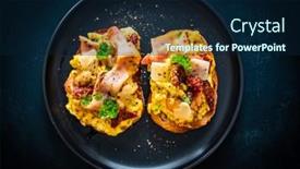  Presentation with breakfast - Slide deck consisting of delicious-breakfast-scrambled-eggs background and a navy blue colored foreground