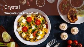  Presentation with eggs egg carton egg box - Slide deck with delicious-breakfast-scrambled-eggs background and a tawny brown colored foreground