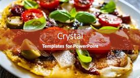  Presentation with dried tomato - PPT theme consisting of delicious-breakfast-scrambled-eggs background and a crimson colored foreground