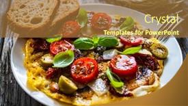  Presentation with dried tomato - Beautiful PPT theme featuring delicious-breakfast-scrambled-eggs backdrop and a tawny brown colored foreground