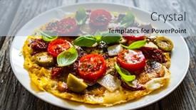  Presentation with dried tomato - PPT layouts enhanced with delicious-breakfast-scrambled-eggs background and a light blue colored foreground