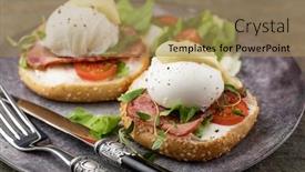  Presentation with breakfast - Presentation design with delicious-breakfast-with-eggs-benedict background and a coral colored foreground