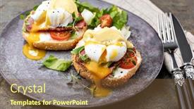  Presentation with breakfast - Colorful presentation enhanced with delicious-breakfast-with-eggs-benedict backdrop and a tawny brown colored foreground