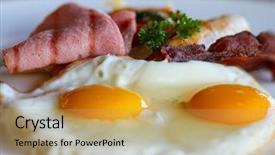  Presentation with bacon - Audience pleasing presentation design consisting of delicious breakfast with fried eggs backdrop and a yellow colored foreground