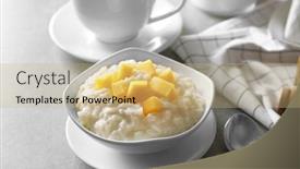  Presentation with pudding - Theme enhanced with delicious-breakfast-with-rice-pudding background and a coral colored foreground
