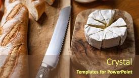  Presentation with mold - PPT theme consisting of delicious-brie-cheese-with-white background and a tawny brown colored foreground