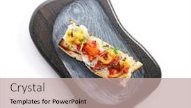  Presentation with italian cuisine - PPT layouts with delicious-bruschetta-with-baked-peppers background and a coral colored foreground