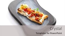  Presentation with italian cuisine - Slides having delicious-bruschetta-with-baked-peppers background and a light gray colored foreground