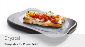  Presentation with italian cuisine - PPT theme consisting of delicious-bruschetta-with-baked-peppers background and a white colored foreground
