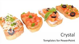  Presentation with fresh water splash green apple isolated white - Audience pleasing slide deck consisting of delicious bruschetta with tomatoes isolated on white backdrop and a white colored foreground