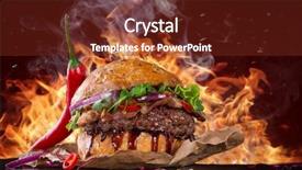  Presentation with burger - Slides enhanced with delicious burger with fire flames background and a tawny brown colored foreground