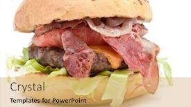  Presentation with burger - Colorful PPT theme enhanced with delicious burger backdrop and a yellow colored foreground