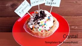  Presentation with labels - Theme with delicious cake with calories count background and a  colored foreground