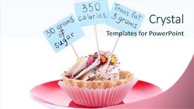  Presentation with labels - Presentation theme having delicious cake with calories count background and a cool aqua colored foreground