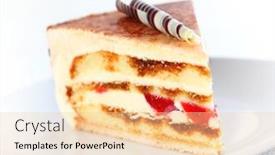  Presentation with roll cake - Theme featuring delicious cake with cherries and chocolate roll background and a lemonade colored foreground