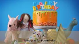  Presentation with happy birthday cake - Presentation design with delicious cake with happy birthday background and a coral colored foreground