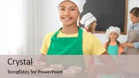  Presentation with african american in computer class business - Cool new presentation theme with delicious cakes prepared during cooking backdrop and a light gray colored foreground