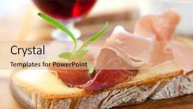  Presentation with cheese - PPT layouts with delicious canape with french cheese background and a coral colored foreground