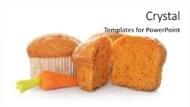  Presentation with muffin - Presentation theme enhanced with delicious carrot muffins on white background and a white colored foreground