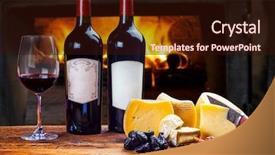  Presentation with dinner party - Presentation theme consisting of delicious cheese and wine background and a wine colored foreground