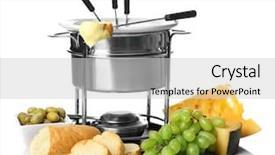  Presentation with white cheese - Slide deck having fondue in pot and products background and a light gray colored foreground