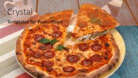  Presentation with fast food - Amazing slides having delicious-cheese-stringy-slice-lifted backdrop and a red colored foreground