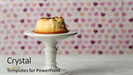  Presentation with cheesecake - Presentation consisting of delicious cheesecake on wooden table on color background background and a light gray colored foreground