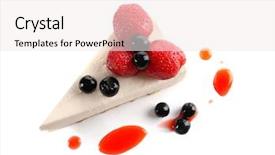  Presentation with cheesecake - Theme having delicious cheesecake slice with berries background and a sky blue colored foreground