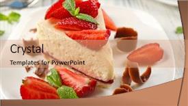  Presentation with cheesecake - Slide deck having delicious cheesecake with berries background and a coral colored foreground