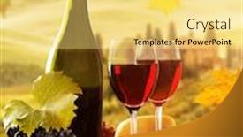  Presentation with wine - Slides having delicious-cheeses-and-red-wine background and a yellow colored foreground