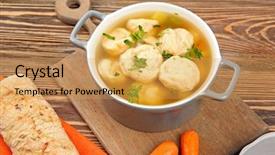  Presentation with chicken little chicks - Beautiful slide set featuring delicious chicken and dumplings backdrop and a yellow colored foreground